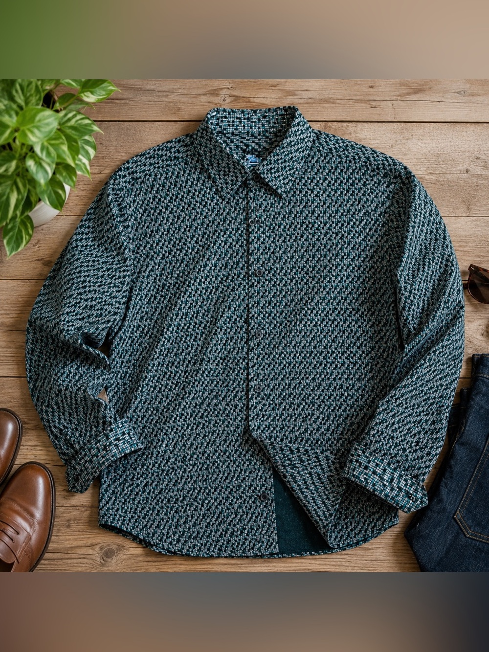 Robert Graham Mens L Long Sleeve Button Down Shirt